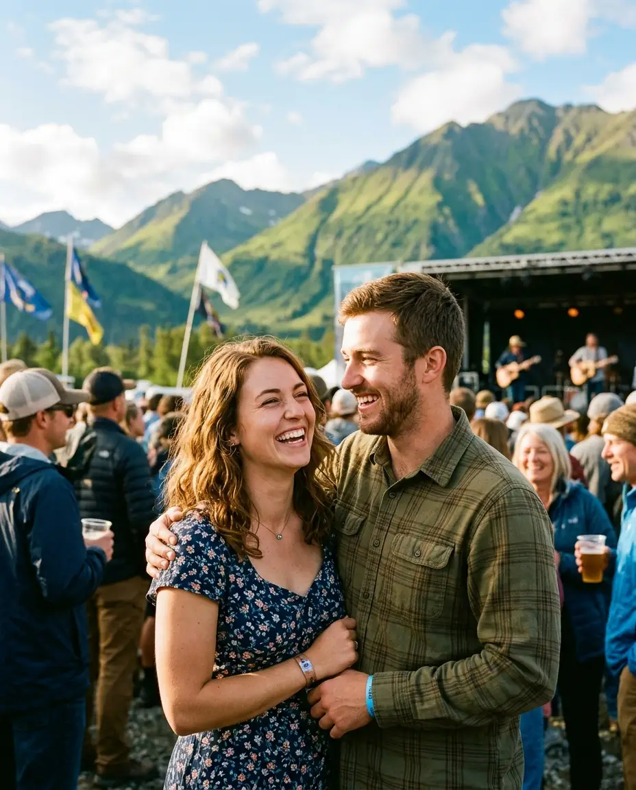 A couple laughing together