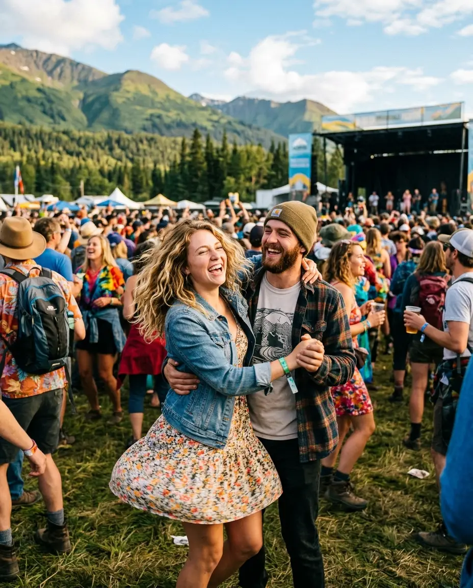 A couple dancing in the crowd
