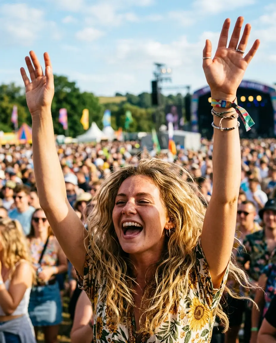 A fan singing along